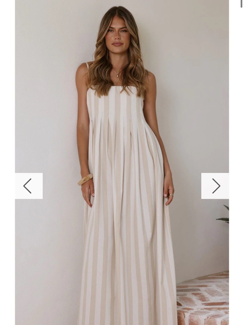 Striped Cream Maxi Dress - Lightweight Summer Style